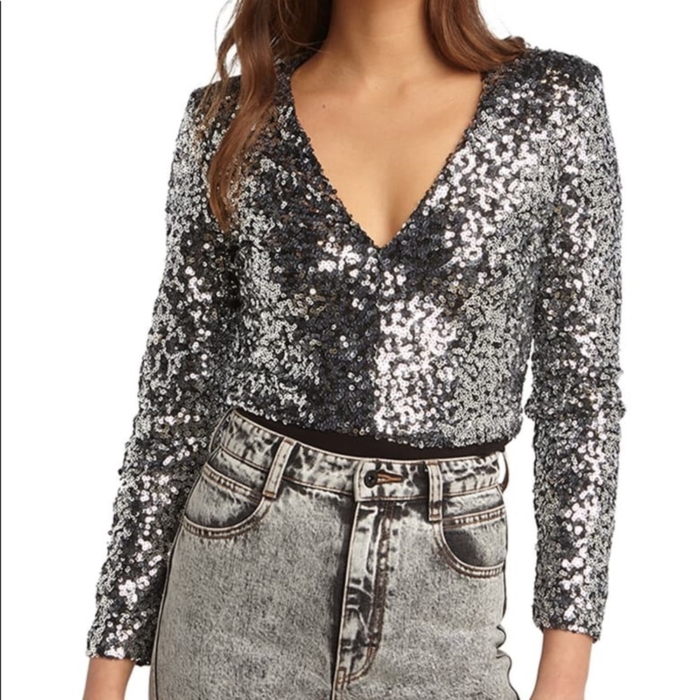 NWT Bardot siren sequin bodysuit Sz 6